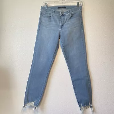 J Brand 835 Mid Rise Cropped Skinny Distressed Jeans Cloudy Destruct Womens 27 • $19.99