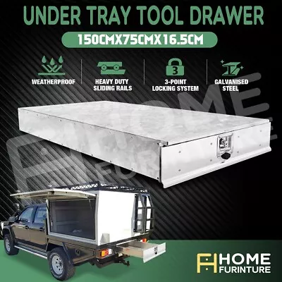 $699.50 • Buy Under Tray Tool Box Ute Truck Trailer Steel Storage Toolbox Trundle Drawer Lock