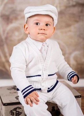 Baby Boy White Navy Outfit Smart Wedding Party Suit Christening Baptism Sailor  • £21.99
