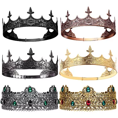 Royal Full King's Gold Metal Crown And Tiaras For Cosplay Homecoming Prom Party • $18.88