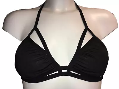 Black Bralet Bralette Bra Small 8 Strappy Clingy Top Soft Cup Teenager Stretch • £3.99