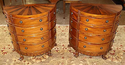  Pair Of Georgian Style Mahogany Sunburst Pattern Demilune Chest Of Drawers • $1950