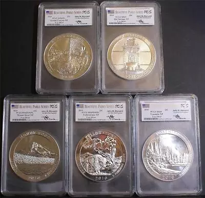 2010 .25C 5 Oz .999 Silver ATB Natl. Parks PCGS MS69/PL/DMPL Mercanti 5 Coin Set • $1595