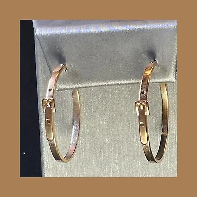 Michael Kors Rose Gold Belt Buckle Style Hoop Earrings+leverback • $60