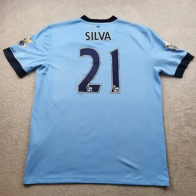 Manchester City Shirt Extra Large Blue Away Kit 2014 2015 Nike David Silva • $54.25
