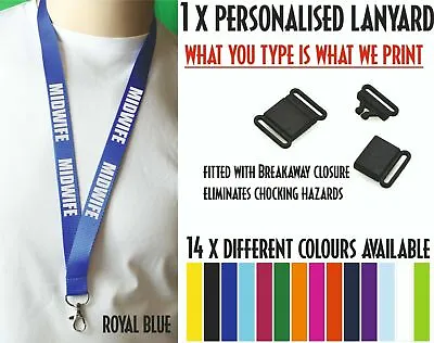 Printed Lanyards Personalised Custom Any Text  Safety Break ID Card Holder • £4.50