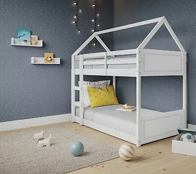 Bunk Bed House Cabin Single Mid Sleeper Kids Unit Wooden Ladder 3FT Single • £249.99