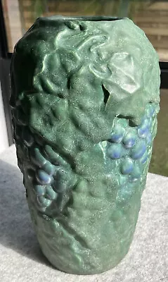 Cambridge Pottery Large Otoe Vase Grapes Matte Green Arts Crafts • $600