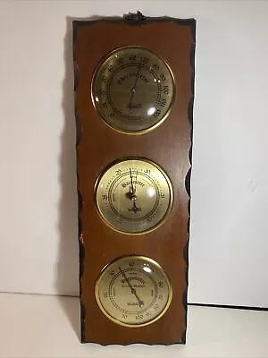 Vntg Verichron WallMount Weather Station Thermometer Barometer Hygrometer 17x6x1 • $10.49