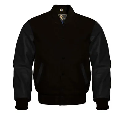 Varsity Bomber High Quality Wool Letterman Jacket Leather Cowhide Sleeves • $89.99