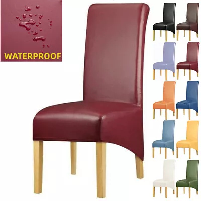 $36.86 • Buy Stretch Dining Chair Covers Seat Slipcover Large Waterproof PU Leather Removable
