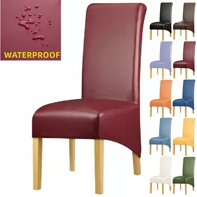 Stretch Large Dining Chair Covers Seat Slipcover Waterproof PU Leather Removable • $11.99