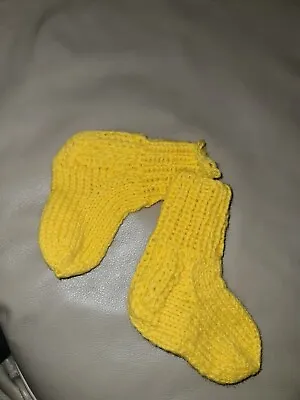 £0.99 • Buy Hand Knitted Baby Socks 0-3 Months Yellow