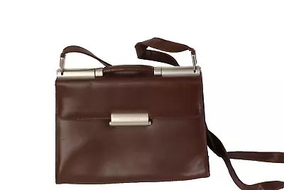 Vintage Mandarina Duck Brown Leather Flap Briefcase Shoulder Bag • $46.99