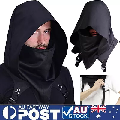 Assassin Cowl Hat Halloween Costume Medieval Hooded Cloak Cape Crop Top Cosplay • $18.89