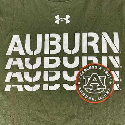 Auburn University Shirt Men’s XL Green Under Armour Short Sleeve Loose Fit • $18.99