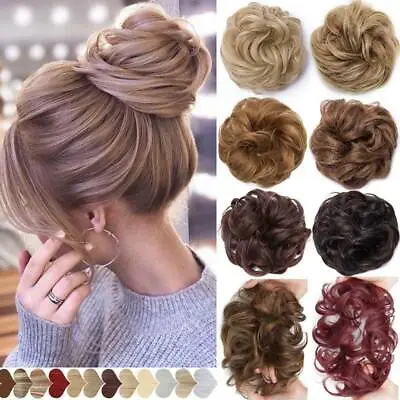 UK Extra Thick Curly Messy Bun Scrunchie Ponytail Hair Extensions Hair Piece TOP • £4.19