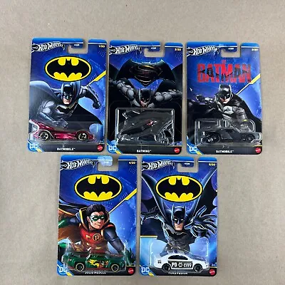 2024 Hot Wheels Batman Themed Set 1-5 1:64 Scale Diecast Cars Batmobile Batwing • $21.99