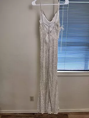 Vintage Scala Beaded Sequin Silk Dress Women’s Medium FAST SHIPPING • $54.99