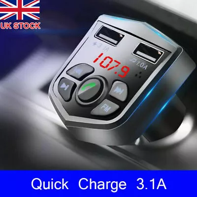 UK Car Wireless Bluetooth FM Transmitter MP3 Player USB Car Fast Charger Adapter • £5.99