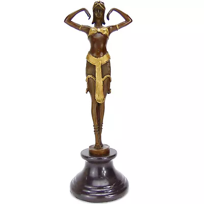 D H Chiparus Gilt Bronze Statue On Marble Base Art Deco Exotic Dancer Sculpture • £199.99