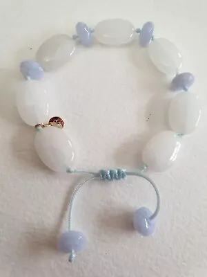 Pretty Lola Rose White & Pale Blue Quartz Semi Precious Gemstone Bracelet Vgc • £22.99