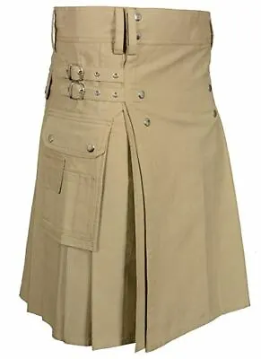 Men Scottish Fashionable Utility Kilt For Men's 100% Cotton Cargo Pockets Kilt  • $49.99