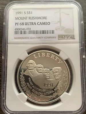 1991-S Mount Rushmore Commemorative Proof Silver Dollar NGC PF68 Ultra Cameo • $35.98