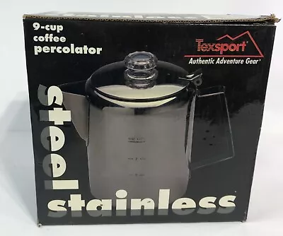 Texsport Stainless Steel Indoor Or Outdoor 9 Cup Camping Coffee Pot Percolator • $17.99