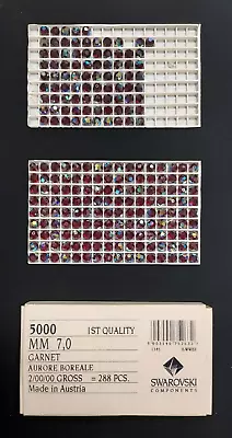 Vintage Swarovski Loose Garnet Beads Lot W/ Original Box - 229 Pieces • £154.37
