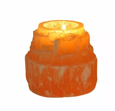 Selenite Tower Tealight Candle Holder Healing Crystal 3.5  Votive Candle Holder • $18.41