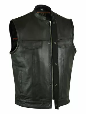 SOA Men's Leather Vest Anarchy Motorcycle Biker Club Prime Quality Vest • $48.90