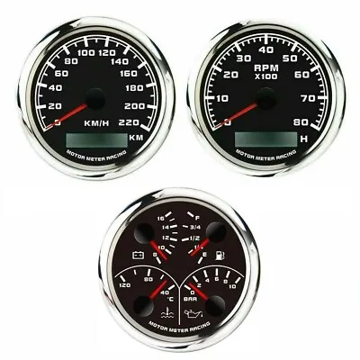 W PRO 3-3/8  85mm 3 Gauge Set GPS Speedometer 220 KMH Waterproof Car Marine Boat • $144.49