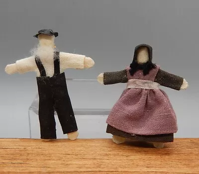 Vintage OOAK Child's Toy Amish Rag Dolls Artisan Dollhouse Miniature 1:12 • $9.99