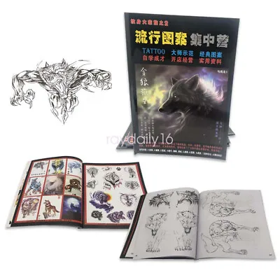 A4 24 Pages Tattoo Art Design Flash Sketch Book Wolf Scorpion Line Drawing Sheet • $24.64