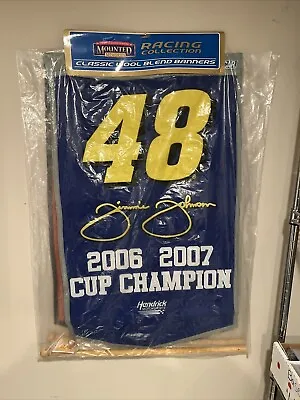 Jimmie Johnson Mounted Memories 22x38' 2006-2007 Nascar Champion Wool Banner • $39.95