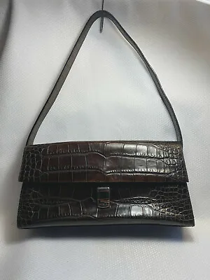 Furla Modele Depose FBR Italy Genuine Leather Faux Crocodile Purse Shoulderbag  • $189.95