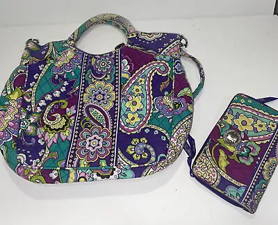 Vera Bradley Two Way Tote/Shoulder Bag/Purse In Heather + Wallet • $26.10