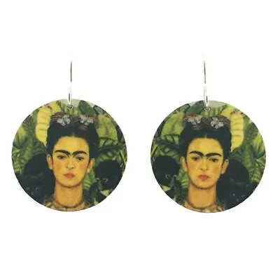 Artista Frida Kahlo Portrait Round Handmade Aluminum Artisan Earrings 1.25L • $24.50