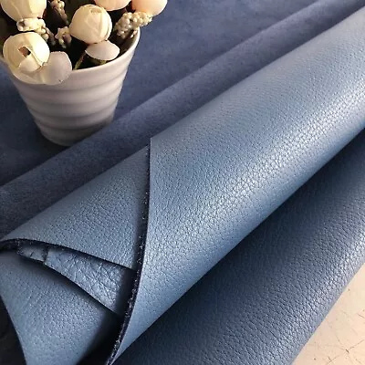 Frost Blue Soft Nappa Pebbled Full Grain 100% Real Cowhide Leather Sheets Pieces • £4.95