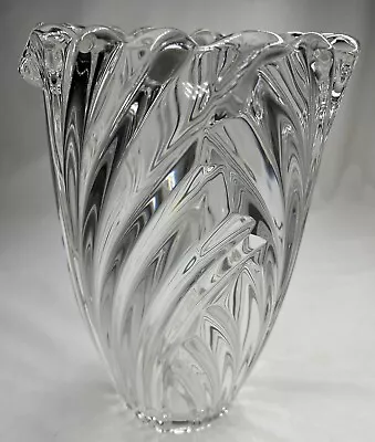 Vtg MIKASA Heavy Lead Crystal Clear Swirl Flower Vase EUC • $29.99