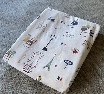 Garnet Hill Bedding Queen Sheet Flat Paris Theme Cotton Lovely • $48