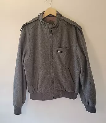 Members Only By Europe Craft Gray Wool Zip Front Closure Bomber Jacket Size 42 • $15