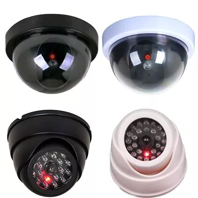 Dome Security Simulation Fake Monitor CCTV Dummy Camera Flashing LED Light • £5.28