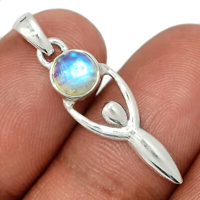 Angel - Natural Rainbow Moonstone 925 Sterling Silver Pendant Jewelry CP43632 • $10.99