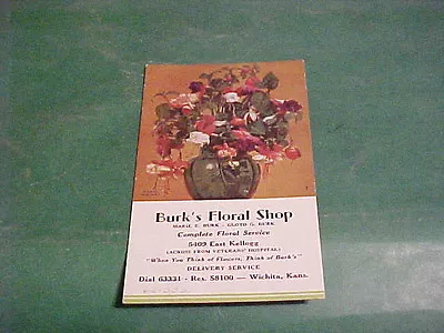 Vintage Ink Blotter Burks Floral Shop Wichita Ks Ink • $6.25