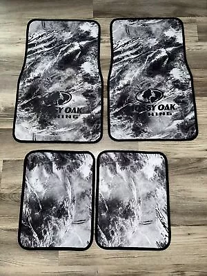 Mossy Oak Fishing Premium 4 Pc Full Set White Black Floor Mats Rubber Back • $50