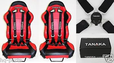 X2 Tanaka Universal Black 4 Point Camlock Quick Release Racing Seat Belt Harness • $149.72