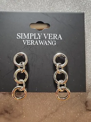 Simply Vera Vera Wang Silver Tone Post Chain Link Linear Earrings 1.25  New • $9.99
