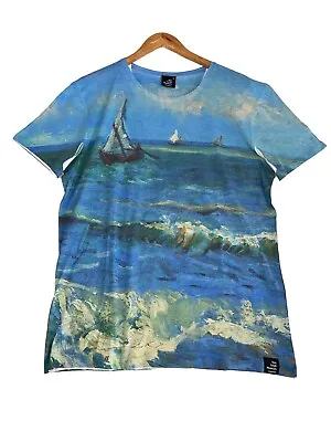 Vintage Van Gogh Museum Art Shirt Sz L The Sea At Les Saintes Maries De La Mer • $49.99